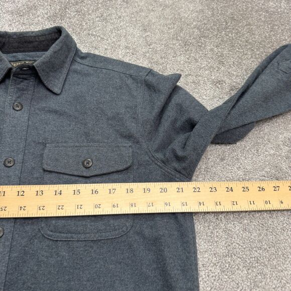Grizzy Mountain Flannel Shacket Shirt Mens Medium Blue Heavyweight Cotton Work - Picture 10 of 13